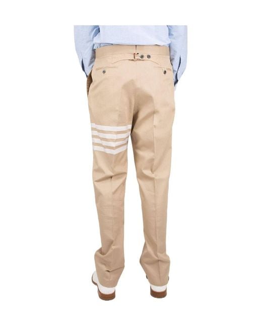 Thom Browne Natural Stripe-Print Cotton Straight-Leg Trousers for men