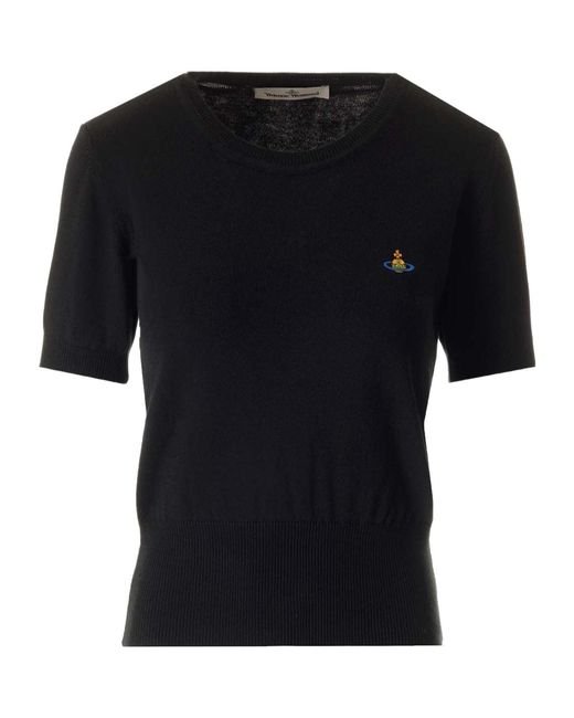 Vivienne Westwood Black Orb Embroidered Knitted Top