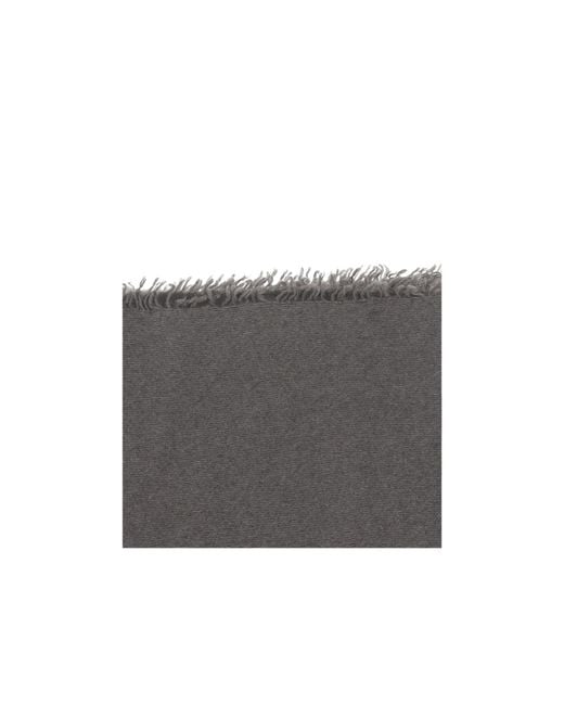 Faliero Sarti Gray Fringed Cashmere Scarf for men