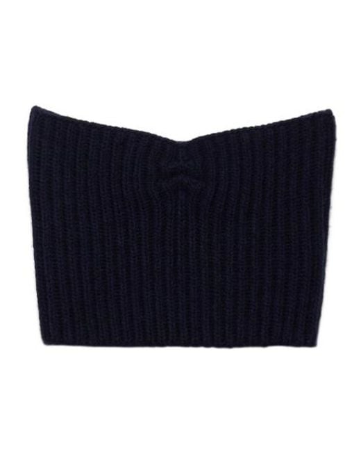 Prada Blue Ribbed Bandeau Top