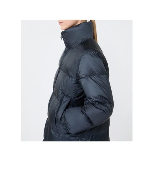 Max Mara Blue Long-Sleeved Hooded Down Jacket