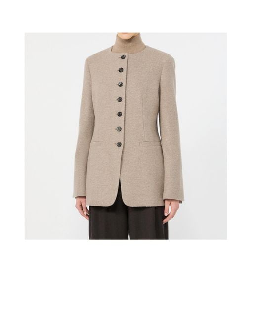Max Mara Natural Long-Sleeved Crew Neck Jacket