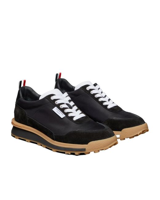 Thom Browne Black Alumni Panelled Sneakers for men