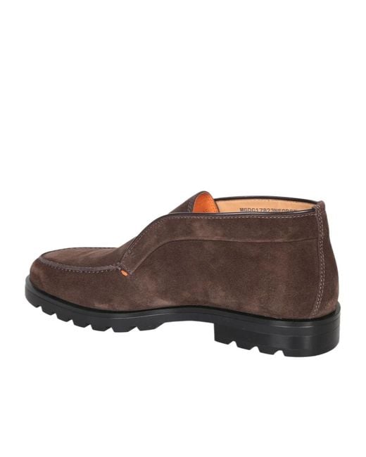 Santoni Brown Round Toe Slip-On Loafers for men