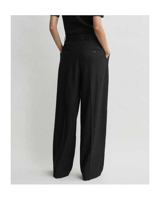 Totême Black Totême Pleated Wide-Leg Pants