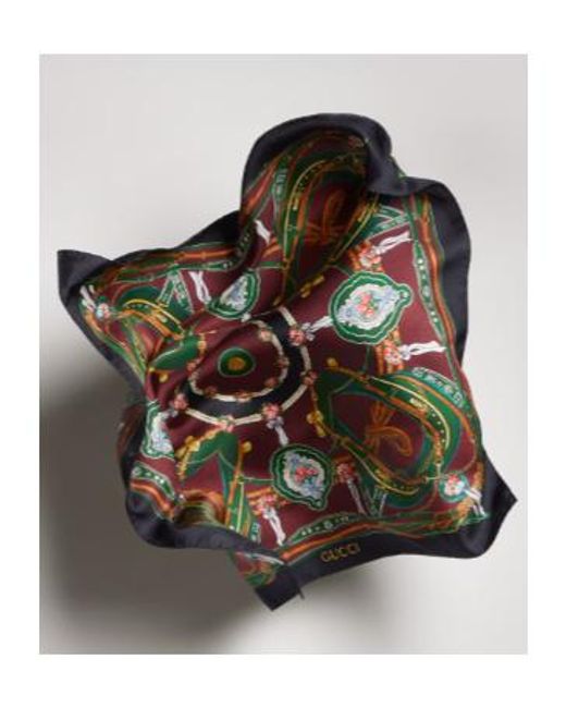 Gucci Black 'Salon Privé' Printed Silk Carré