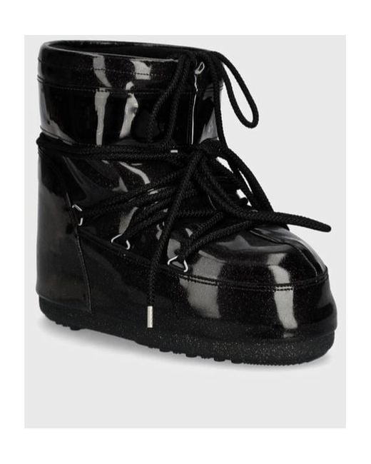 Moon Boot Black Icon Low Glitter Lace-Up Boots for men