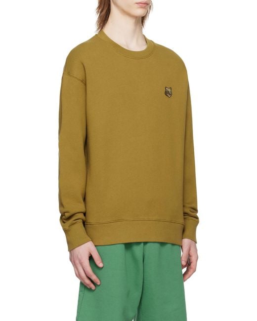 Maison Kitsuné Green Maison Kitsuné Fox Head Patch Crewneck Sweatshirt for men