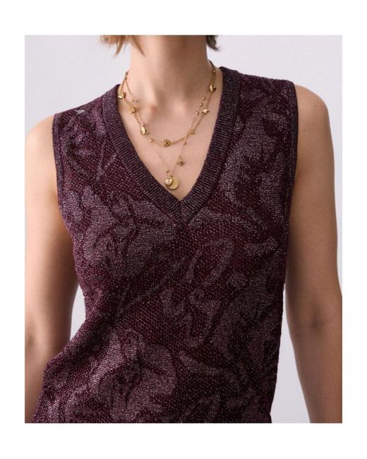 Liu Jo Purple Lame Lace Knit Top