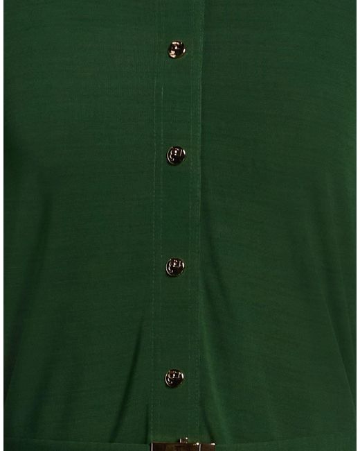 Tory Burch Green Solid Color Long Sleeve Shirt Dress