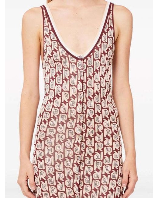 Rabanne Purple Monogram-Pattern Scoop-Neck Dress