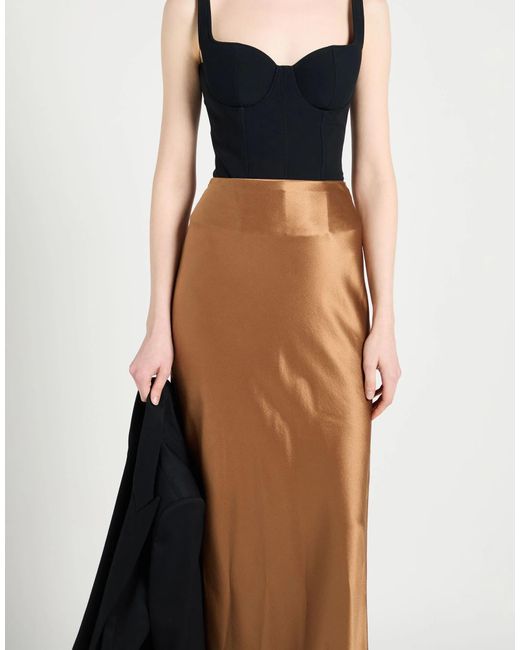 Saint Laurent Brown Solid Color Satin Skirt