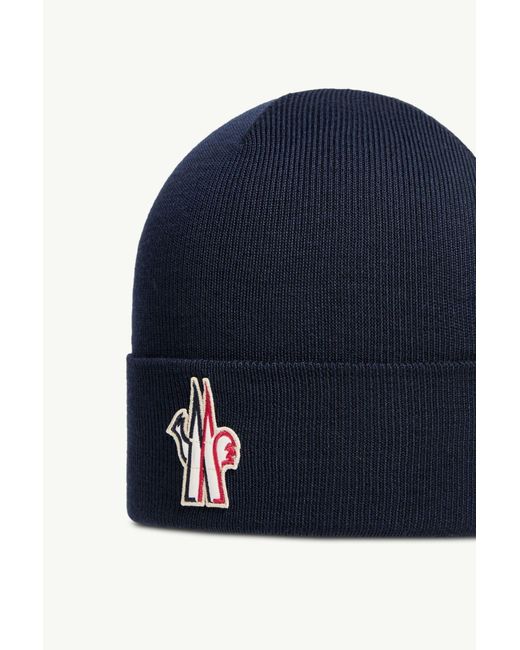 Moncler Blue Logo Wool Beanie for men