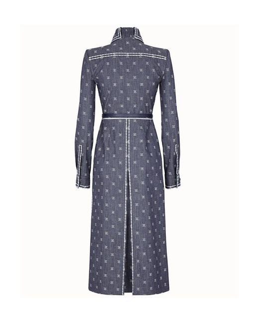 Fendi Blue Karligraphy Motif Shirt Dress