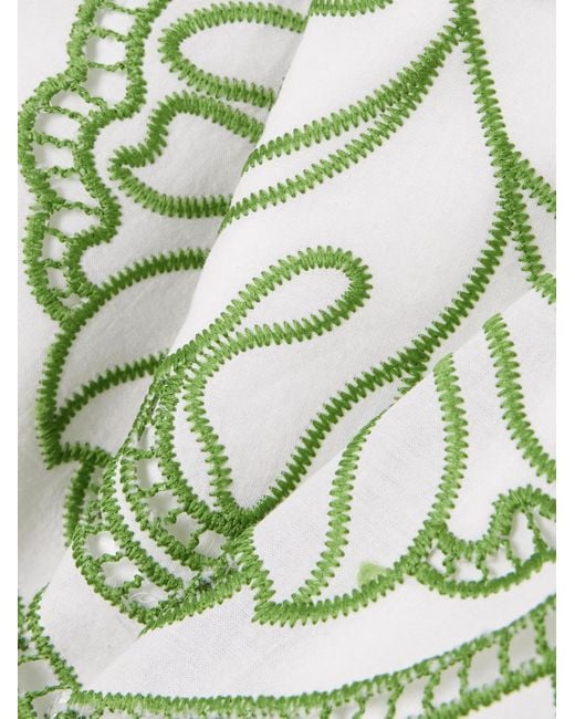 Borgo De Nor Green Cropped Broderie Anglaise Poplin Top