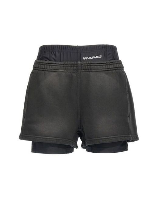 Alexander Wang Black Layered Elasticated-Waist Shorts