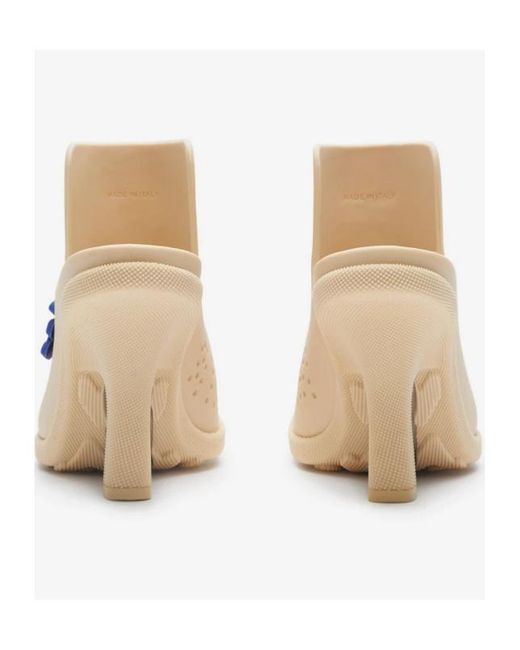 Burberry White Equestrian Knight Square-Toe Slip-On Mules