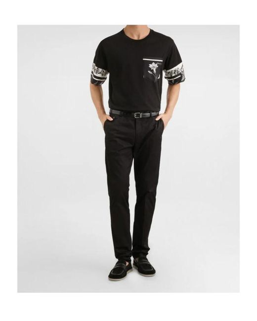 Dolce & Gabbana Black Floral Printed Crewneck T-Shirt for men