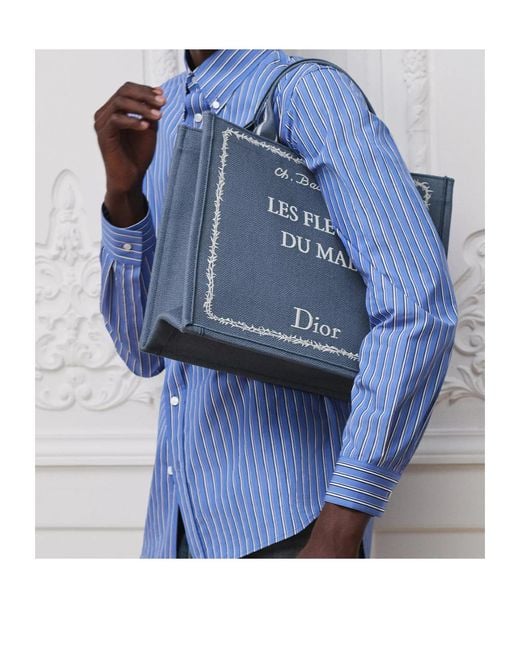 Dior Blue Medium Book Tote With Strap for men