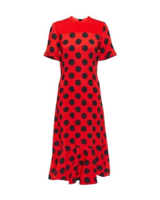 Marni Red Polka Dot Cady Midi Dress