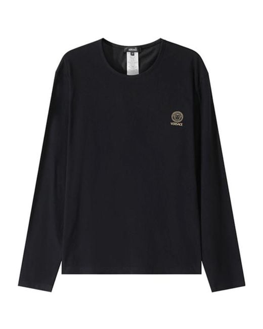 Versace Black Pack Of Two Long-Sleeved Crewneck T-Shirts for men