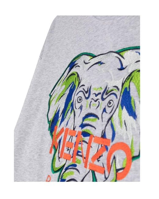 KENZO Gray Pattern Splicing Sweater