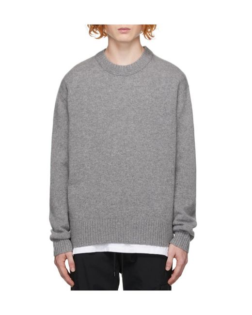 FRAME Gray Logo Knitted Pullover for men