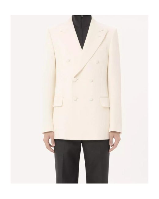 Valentino Natural Double-Breasted Peak-Lapel Blazer for men