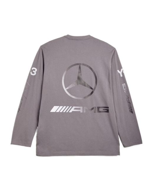 Y-3 Gray Mercedes Chaos Logo Long Sleeve T-Shirt for men