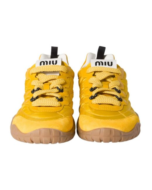 Miu Miu Yellow Tyre Technical Fabric And Suede Sneakers