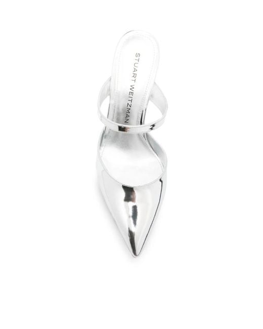 Stuart Weitzman White Pointed-Toe High-Heeled Sandals