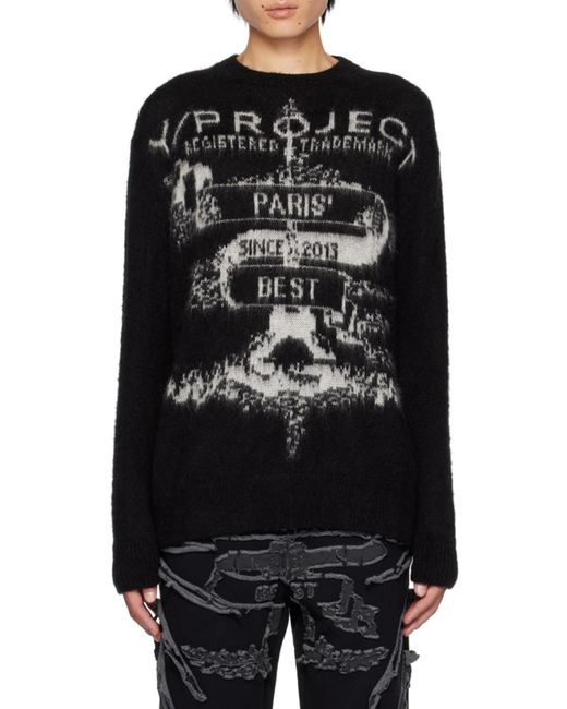 Y. Project Black Round Neck Long Sleeve Sweater for men