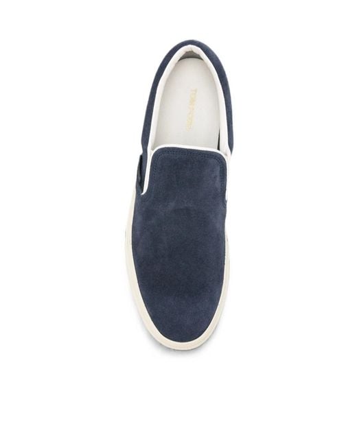 Tom Ford Blue Contrast Trim Slip-On Sneakers for men