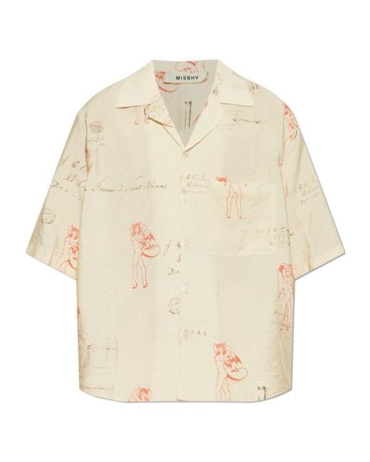 M I S B H V Natural Graphic-Print Shirt for men