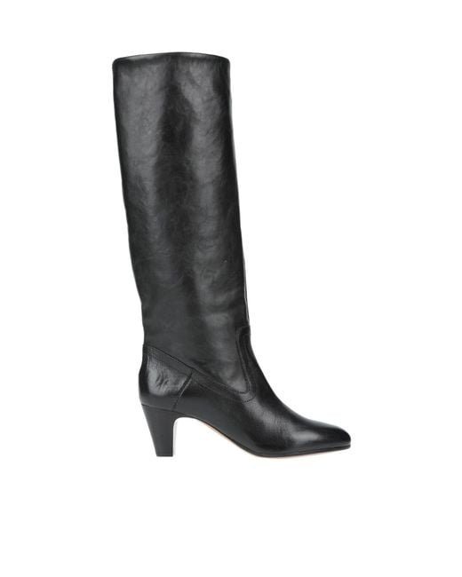 Maison Margiela Black Round Toe Block Heel Leather Boots