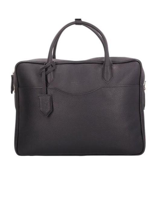 Longchamp Black Leather Laptop Bag