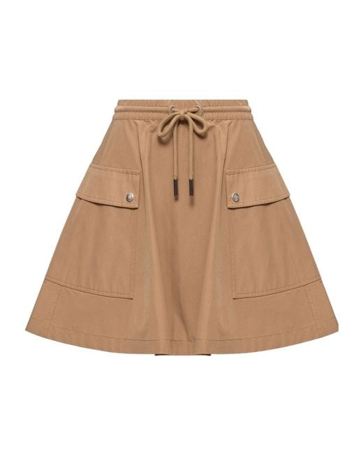 Moncler Natural Cotton Blend A-Line Mini Skirt