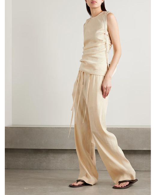 Proenza Schouler Natural Magnus Drawstring Wide-Leg Pants