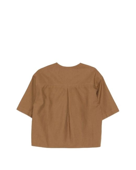 Yves Salomon Brown Cut-Out Short-Sleeve Top