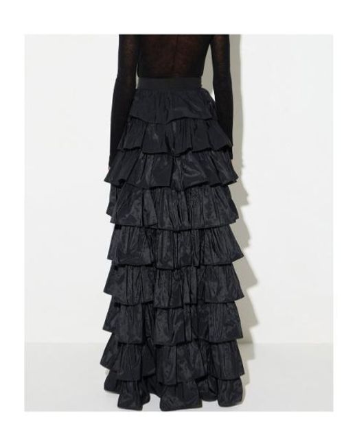 Elisabetta Franchi Black Ruffled Asymmetrical Skirt