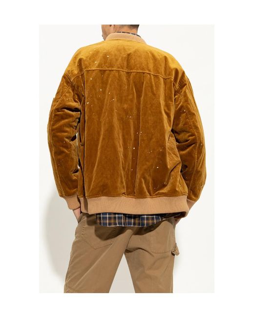 DSquared² Brown Logo Embroidered Zipped Bomber Jacket for men