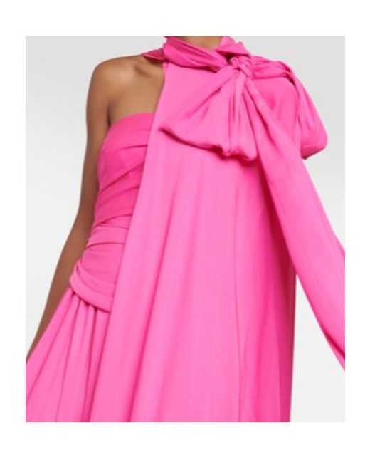 Safiyaa Pink Draped Chiffon Cape Gown