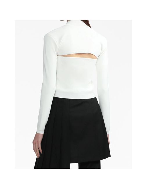 Juun.J White Turtleneck Zip-Up Sweater
