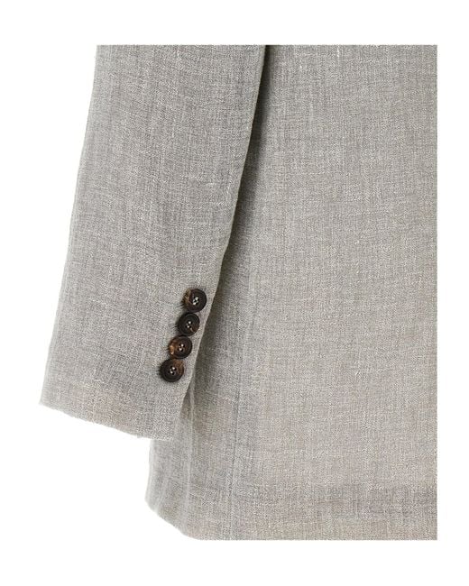 Brunello Cucinelli Gray Single-Breasted Blazer