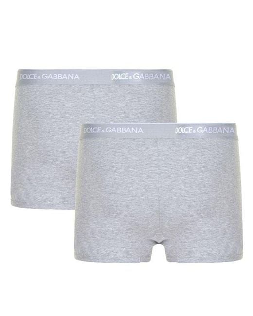 Dolce & Gabbana White Plain Cotton Stretch Boxers, 2-Pack for men