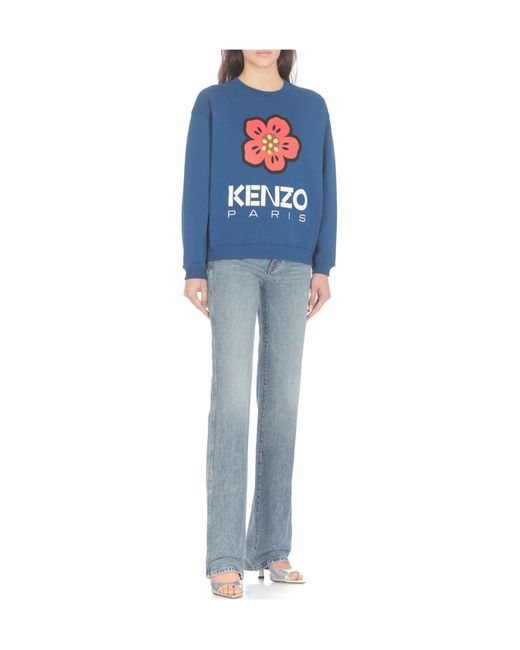 KENZO Blue Logo Printed Crewneck Sweatshirt