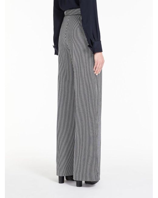 Max Mara Gray Stripe-Pattern Trousers