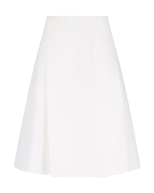 Marni White Maxi Pleated Cady Midi Skirt