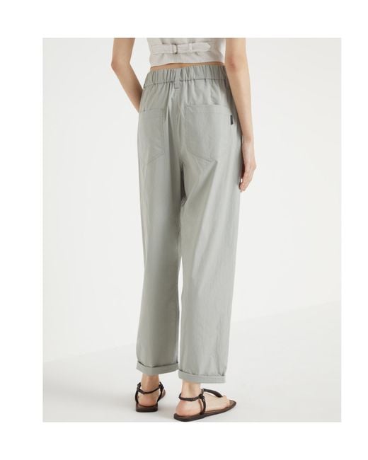 Brunello Cucinelli Gray Straight-Leg Cotton Trousers