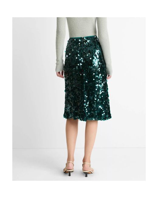 Vince Green Sequined Midi Skirt